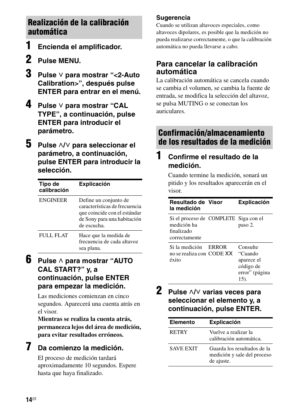 Realización de la calibración automática | Sony Ericsson TA-FA1200ES User Manual | Page 36 / 91