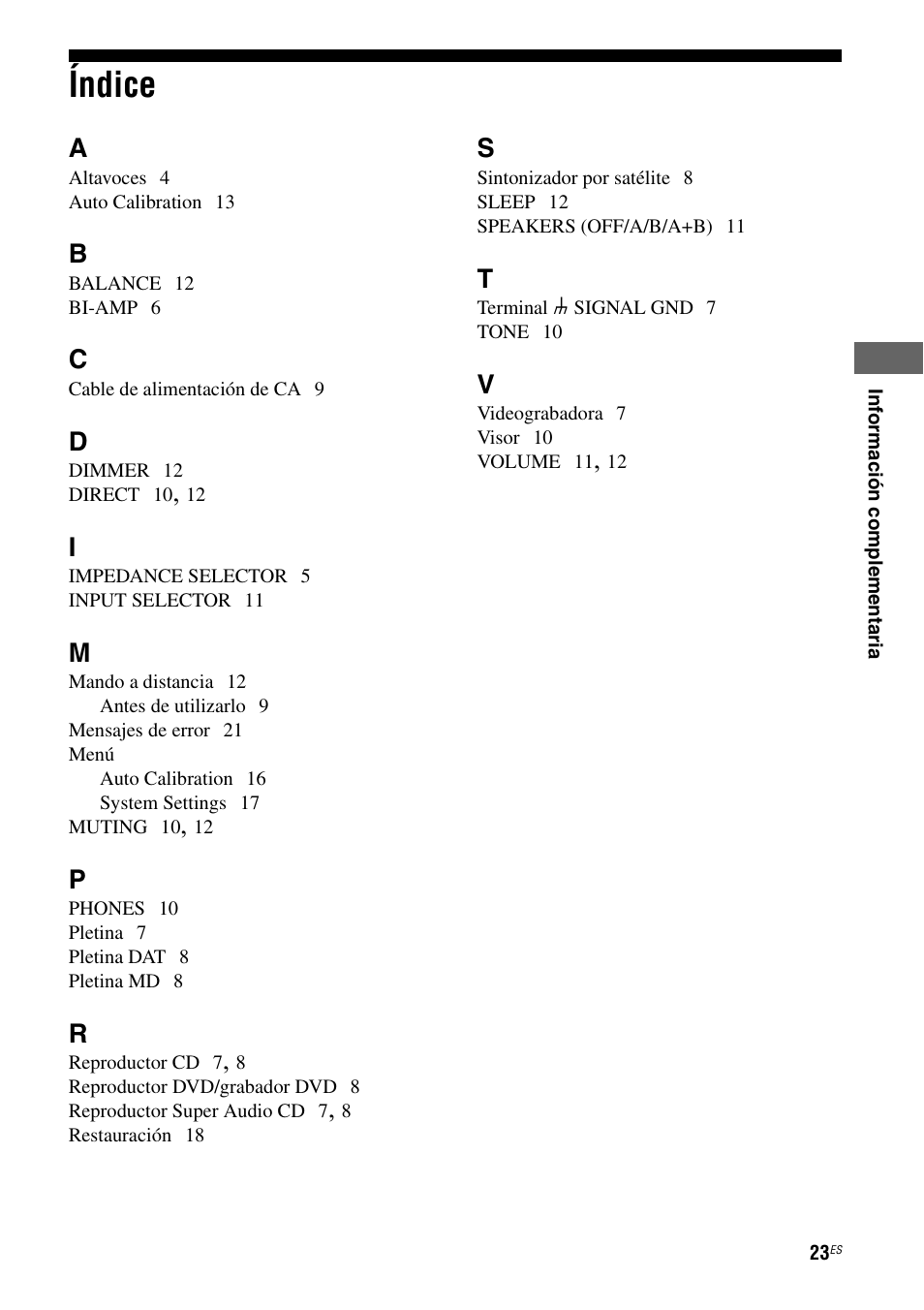 Índice | Sony Ericsson TA-FA1200ES User Manual | Page 45 / 91