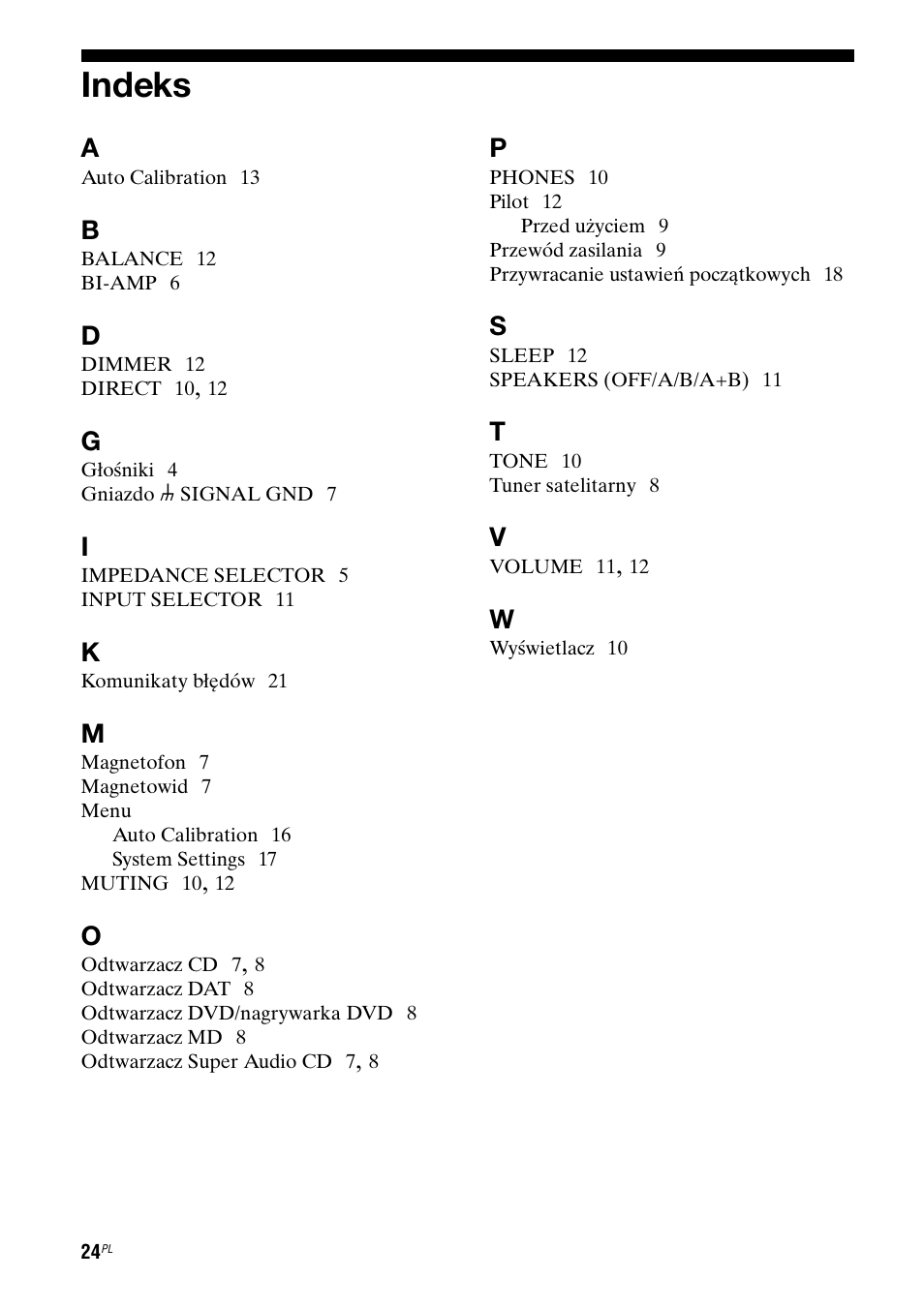 Indeks | Sony Ericsson TA-FA1200ES User Manual | Page 90 / 91