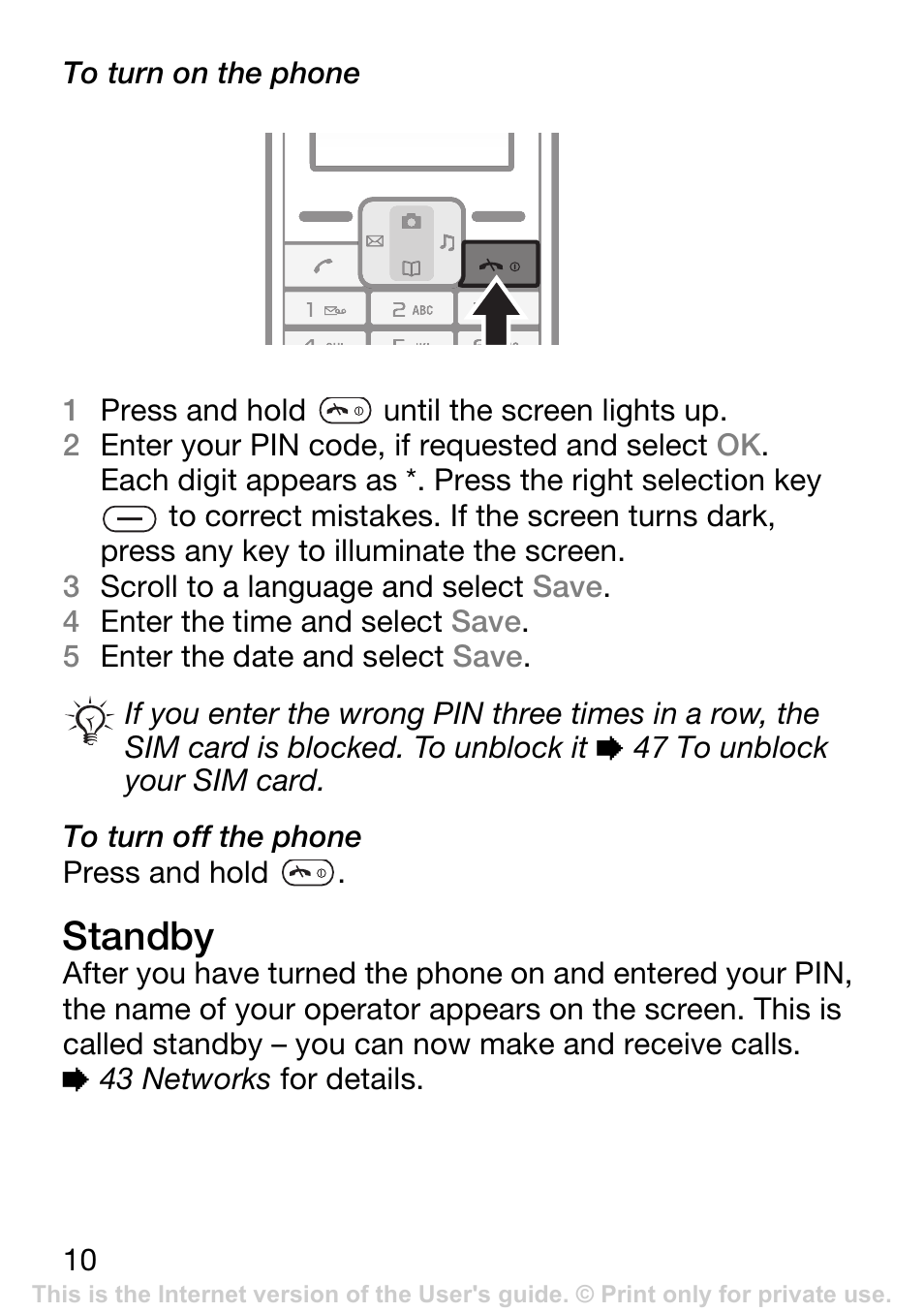 Standby | Sony Ericsson K200i User Manual | Page 10 / 77