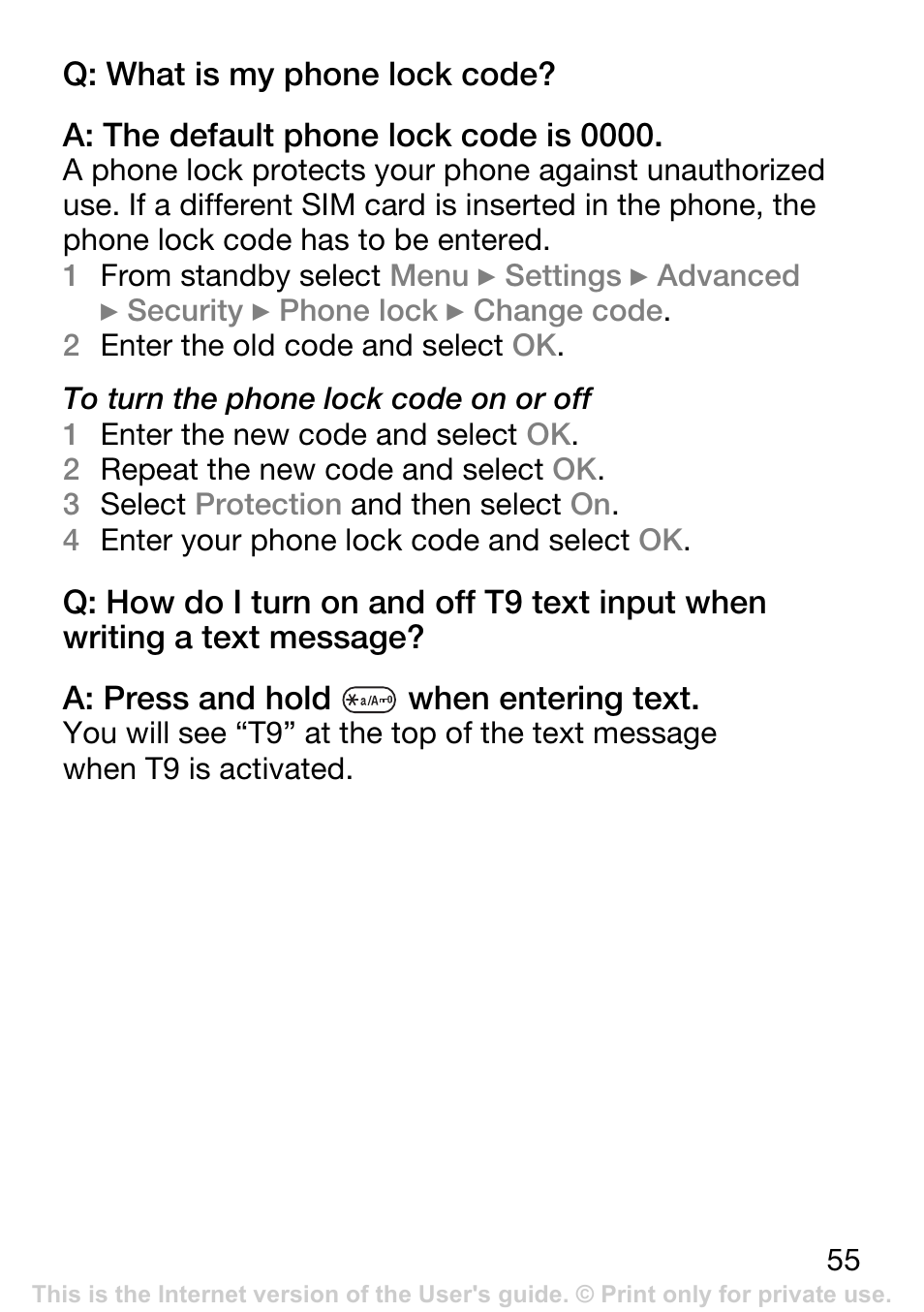 Sony Ericsson K200i User Manual | Page 55 / 77