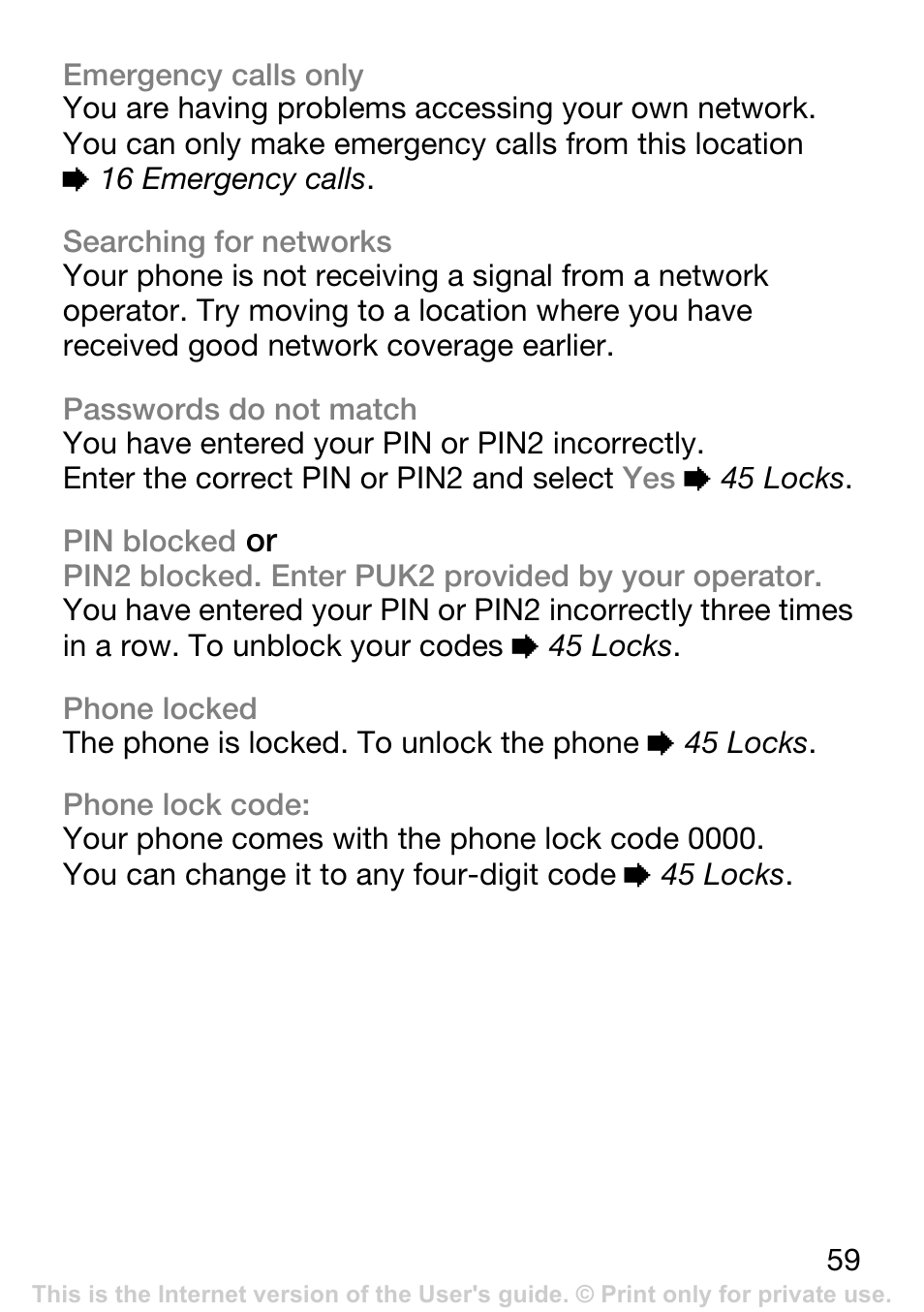 Sony Ericsson K200i User Manual | Page 59 / 77