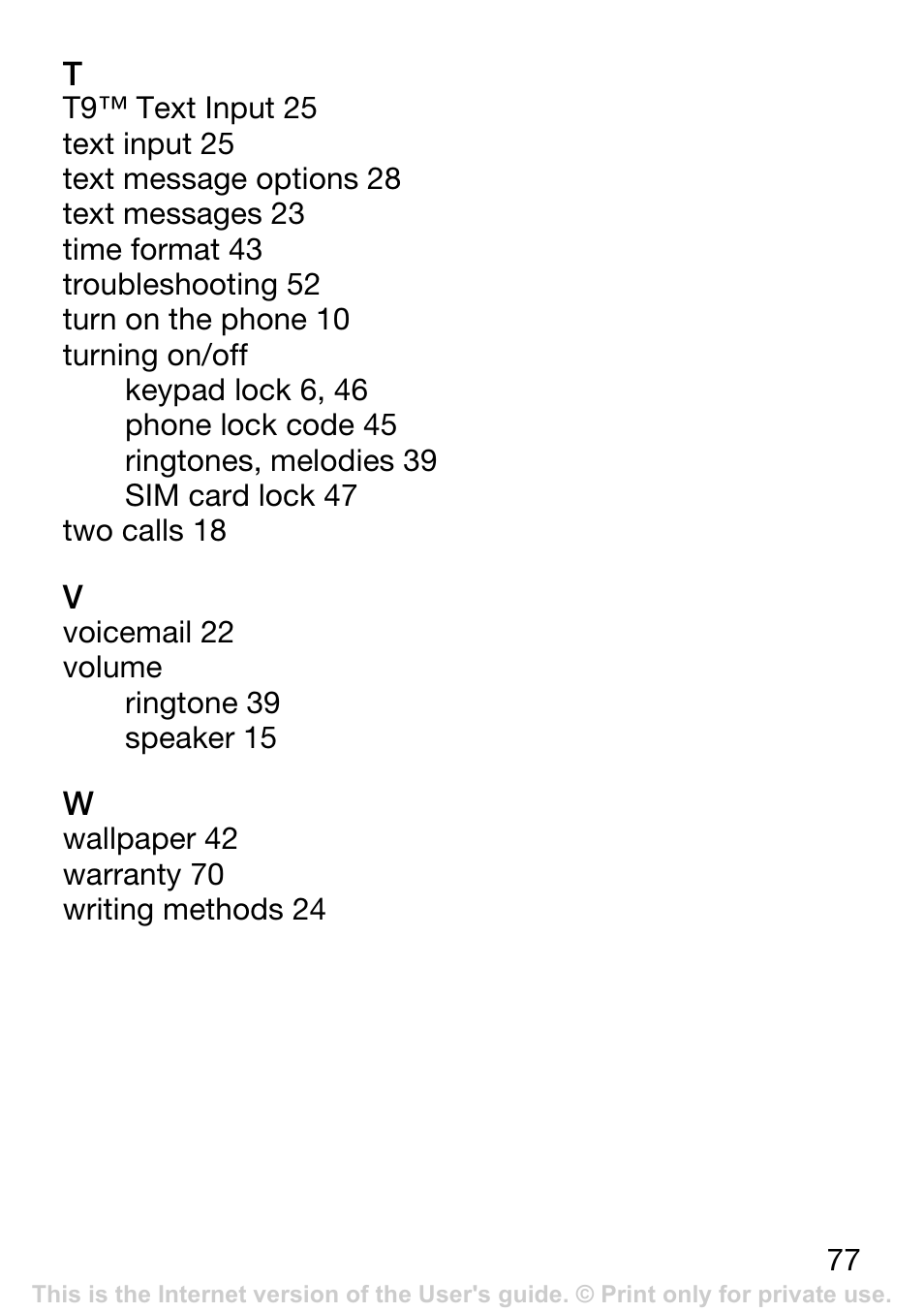 Sony Ericsson K200i User Manual | Page 77 / 77