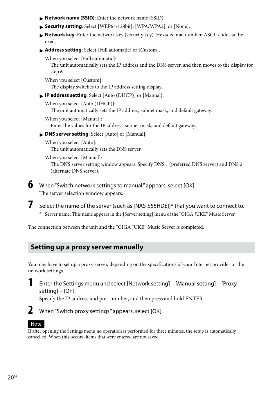 Setting up a proxy server manually | Sony Ericsson NAS-C5E User Manual | Page 20 / 52