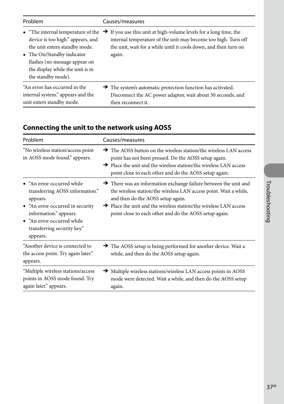 Connecting the unit to the network using aoss | Sony Ericsson NAS-C5E User Manual | Page 37 / 52