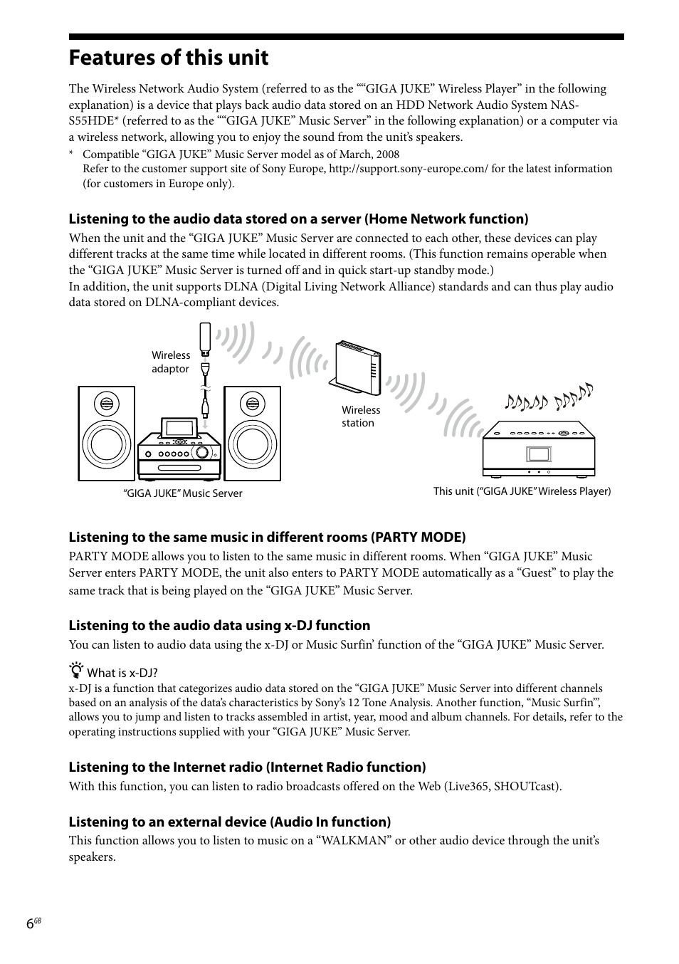 Getting started, Features of this unit | Sony Ericsson NAS-C5E User Manual | Page 6 / 52