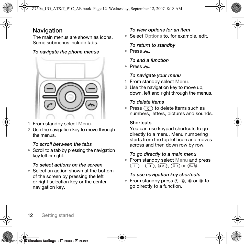 Navigation | Sony Ericsson Z750a User Manual | Page 14 / 152