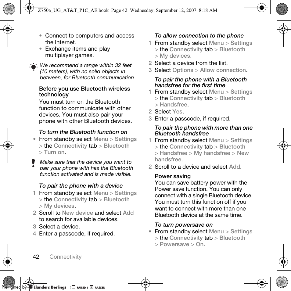Sony Ericsson Z750a User Manual | Page 44 / 152
