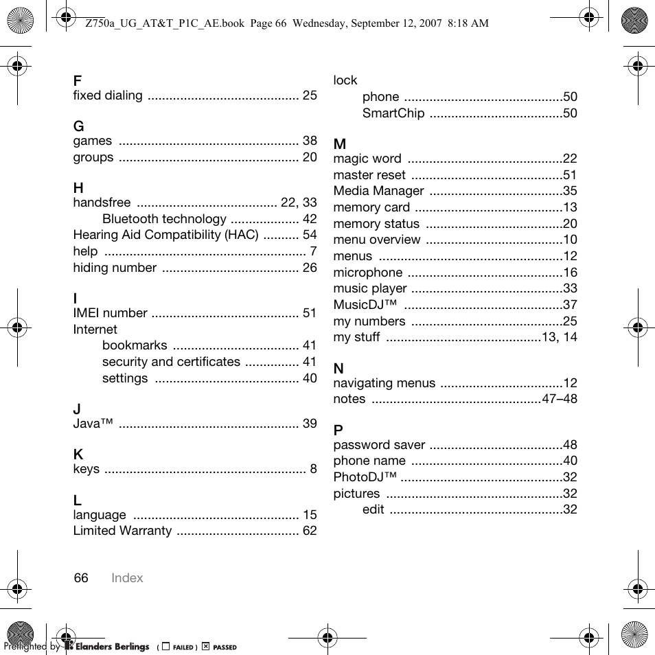 Sony Ericsson Z750a User Manual | Page 68 / 152