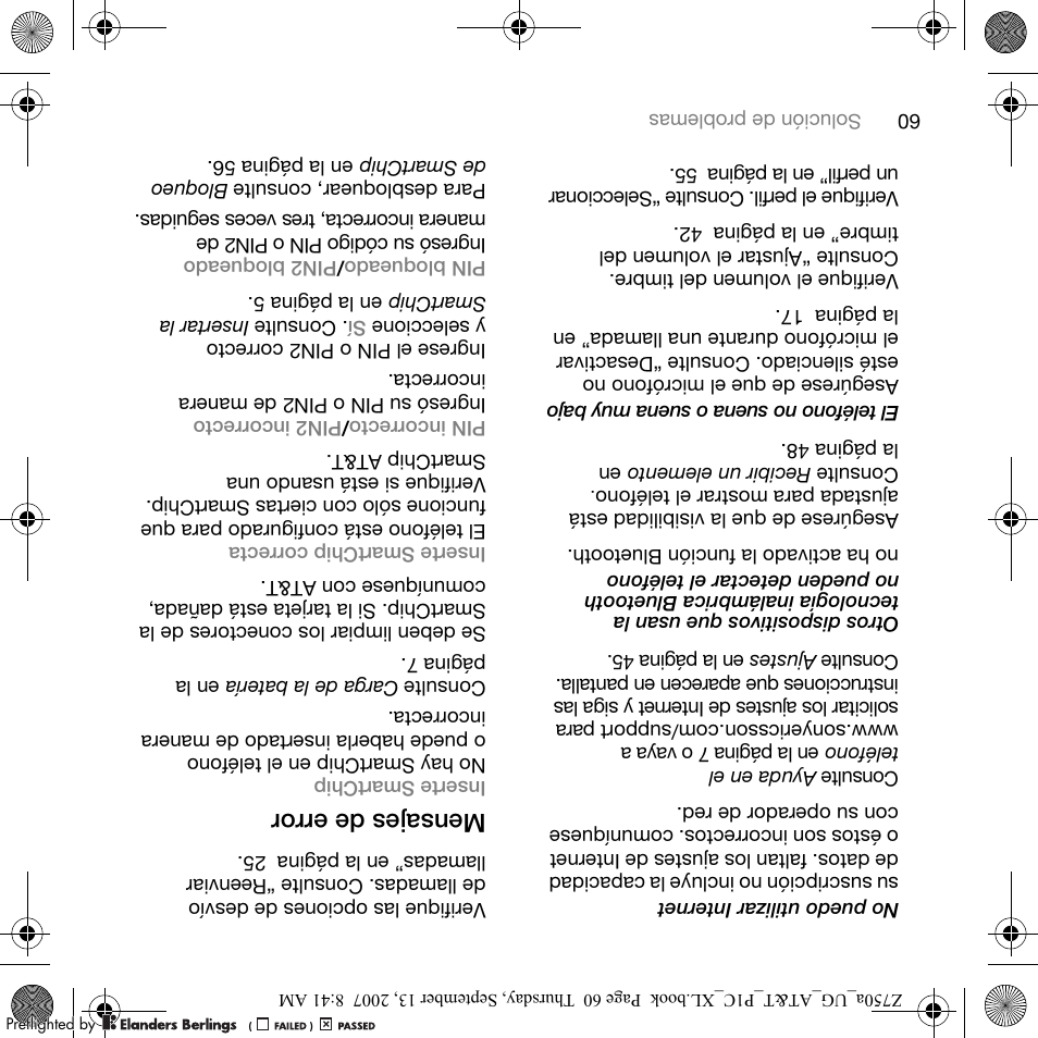 Mensaj es de error | Sony Ericsson Z750a User Manual | Page 91 / 152