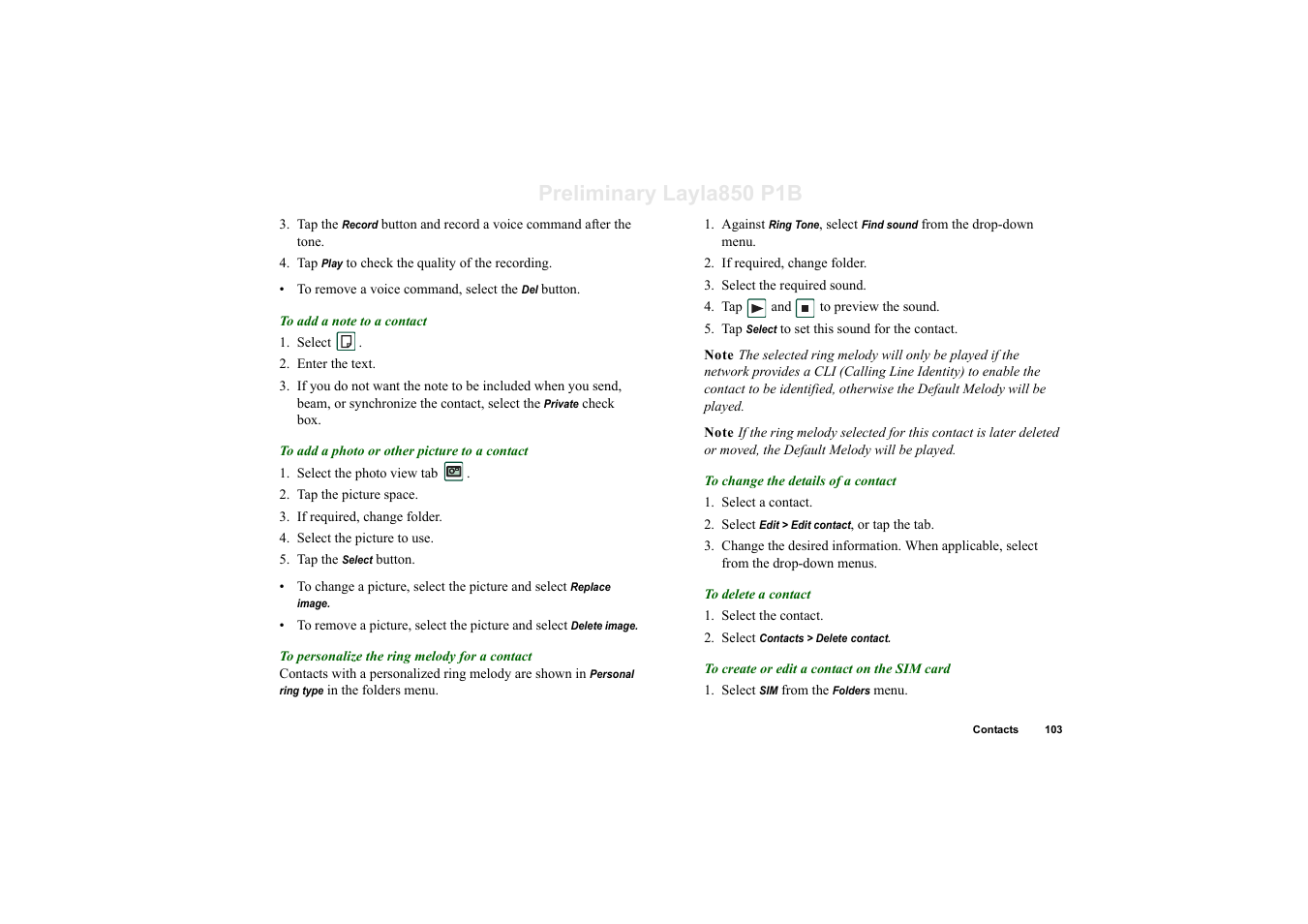 Preliminary layla850 p1b | Sony Ericsson P910a User Manual | Page 103 / 203