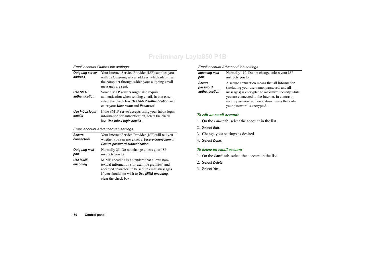 Preliminary layla850 p1b | Sony Ericsson P910a User Manual | Page 160 / 203