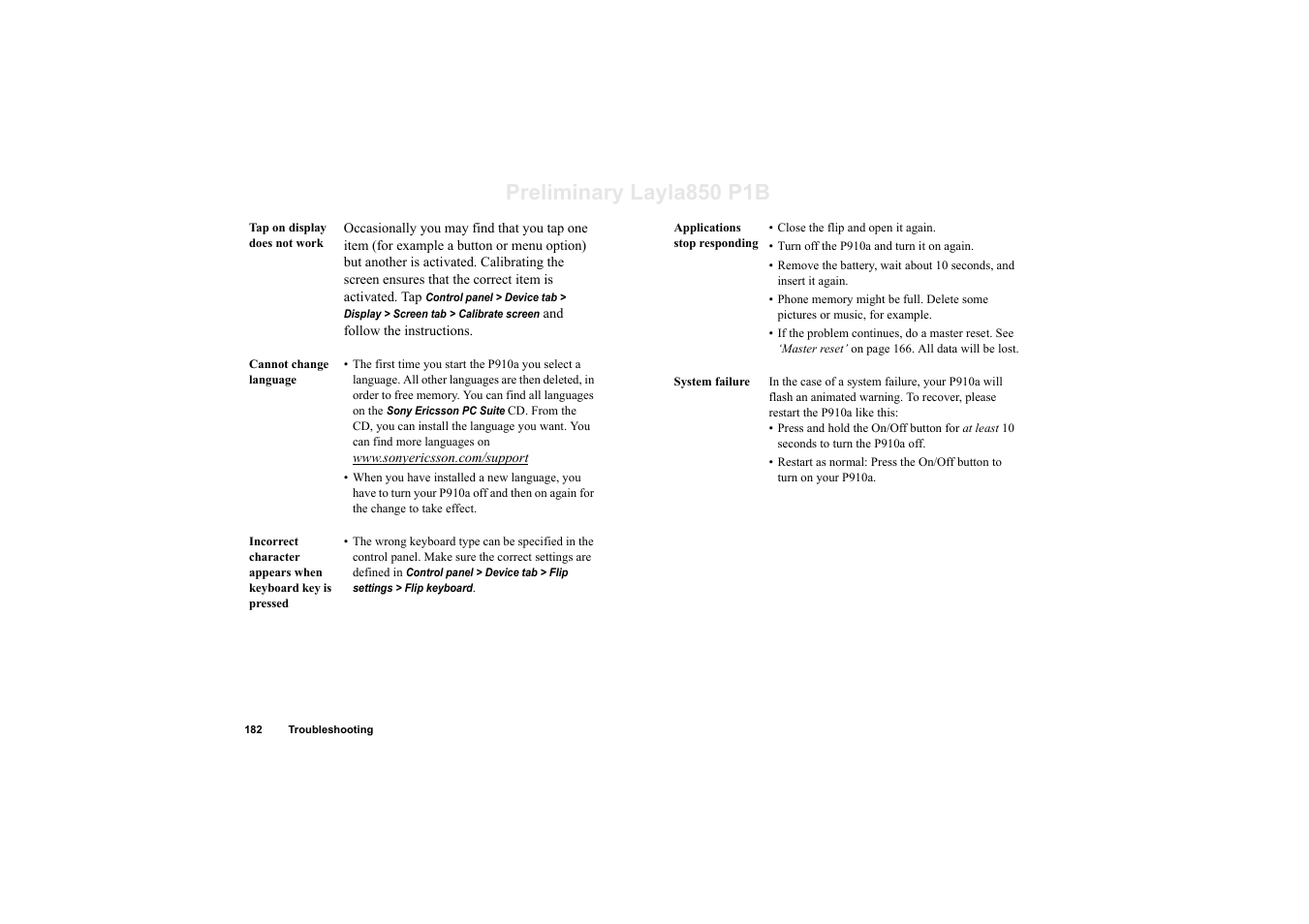 Preliminary layla850 p1b | Sony Ericsson P910a User Manual | Page 182 / 203