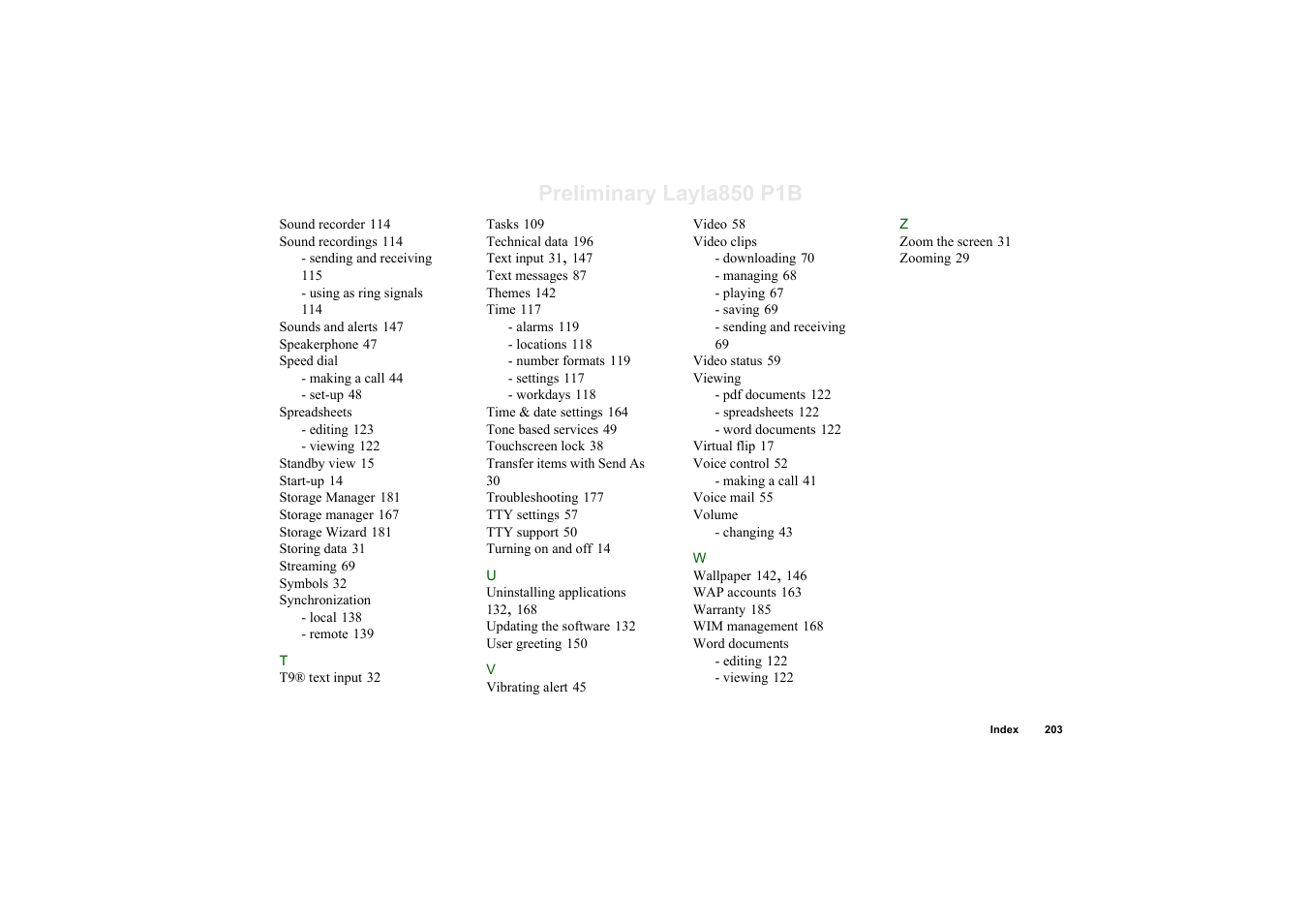 Preliminary layla850 p1b | Sony Ericsson P910a User Manual | Page 203 / 203