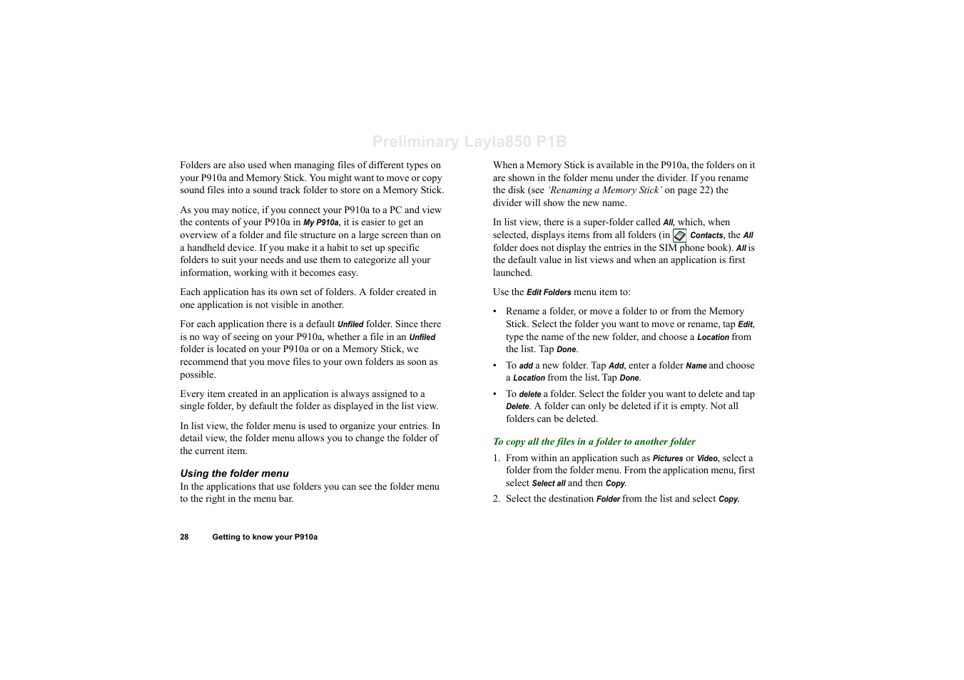 Preliminary layla850 p1b | Sony Ericsson P910a User Manual | Page 28 / 203