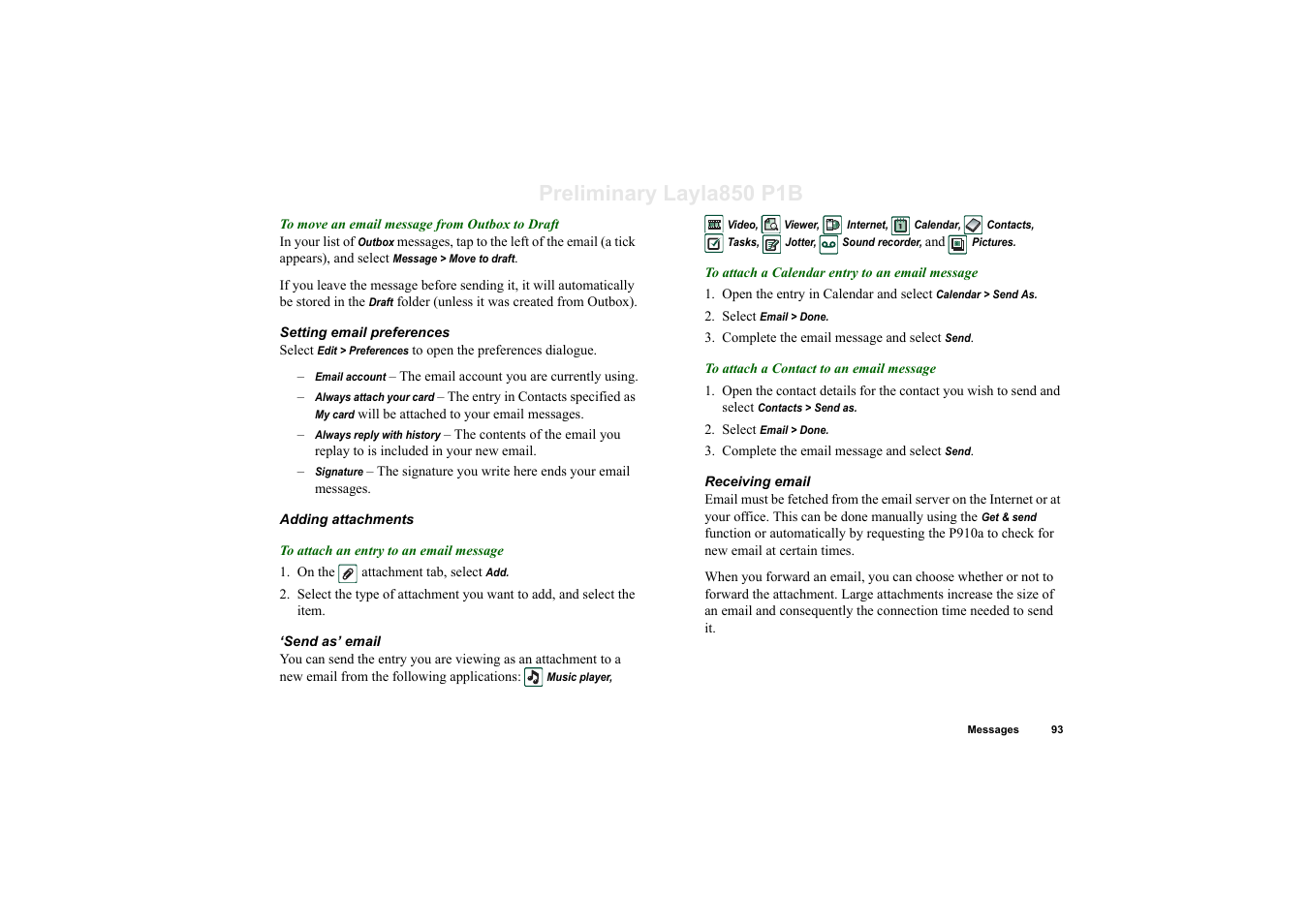 Preliminary layla850 p1b | Sony Ericsson P910a User Manual | Page 93 / 203