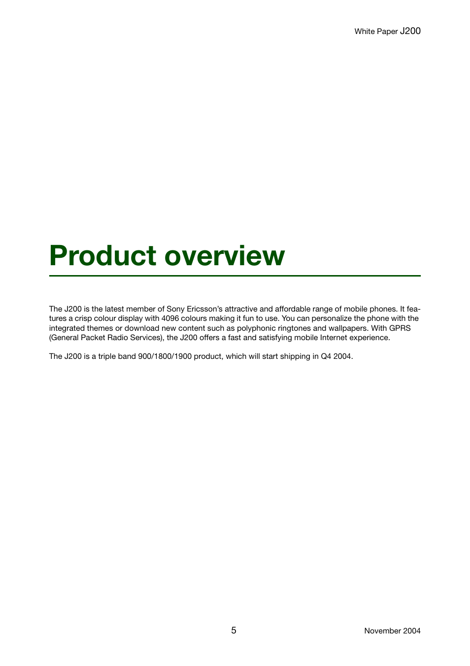 Product overview | Sony Ericsson J200 User Manual | Page 5 / 52