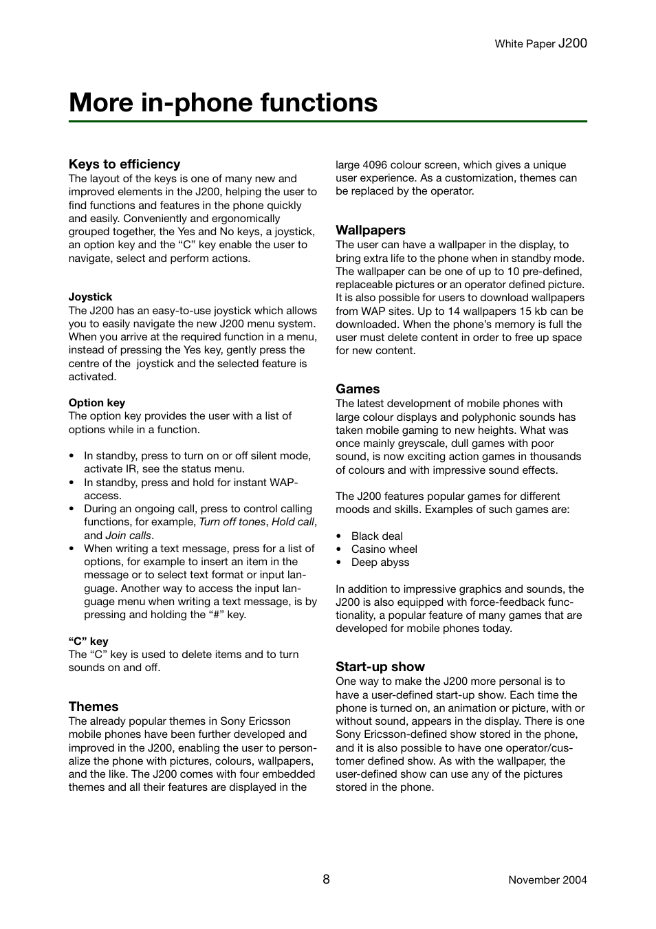 More in-phone functions | Sony Ericsson J200 User Manual | Page 8 / 52