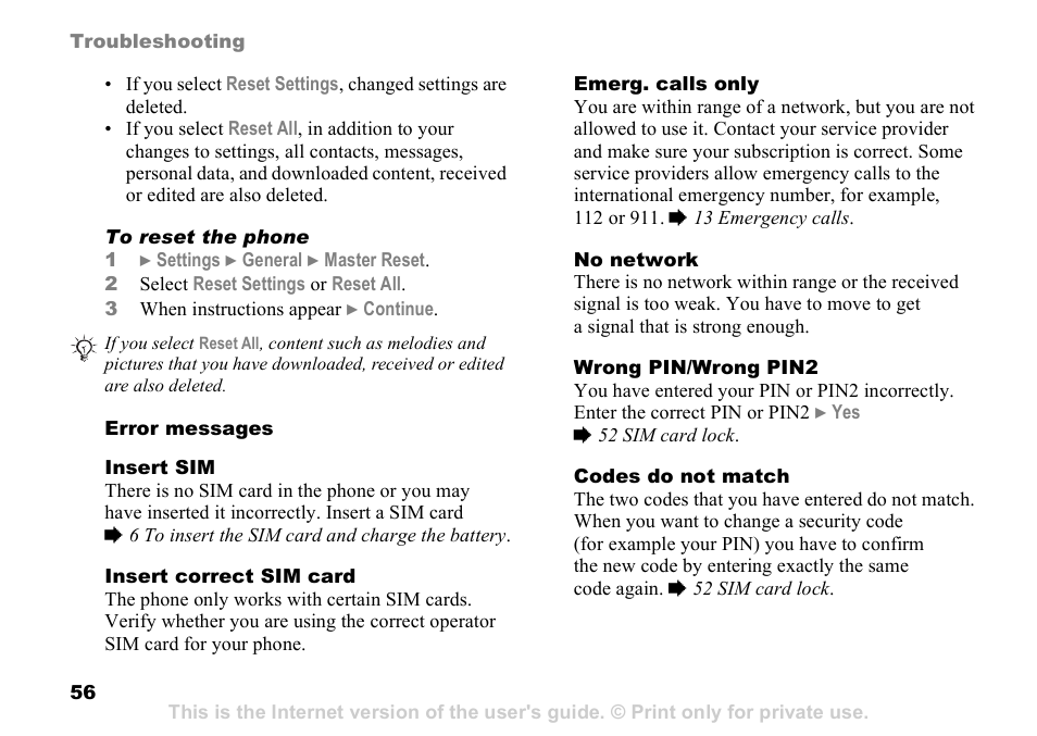 Sony Ericsson K510a User Manual | Page 56 / 74