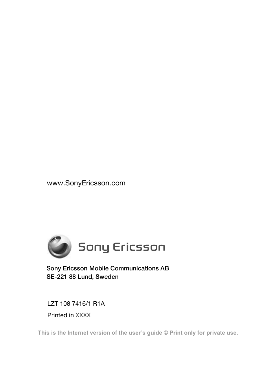 Sony Ericsson HBH-PV700 User Manual | Page 35 / 35