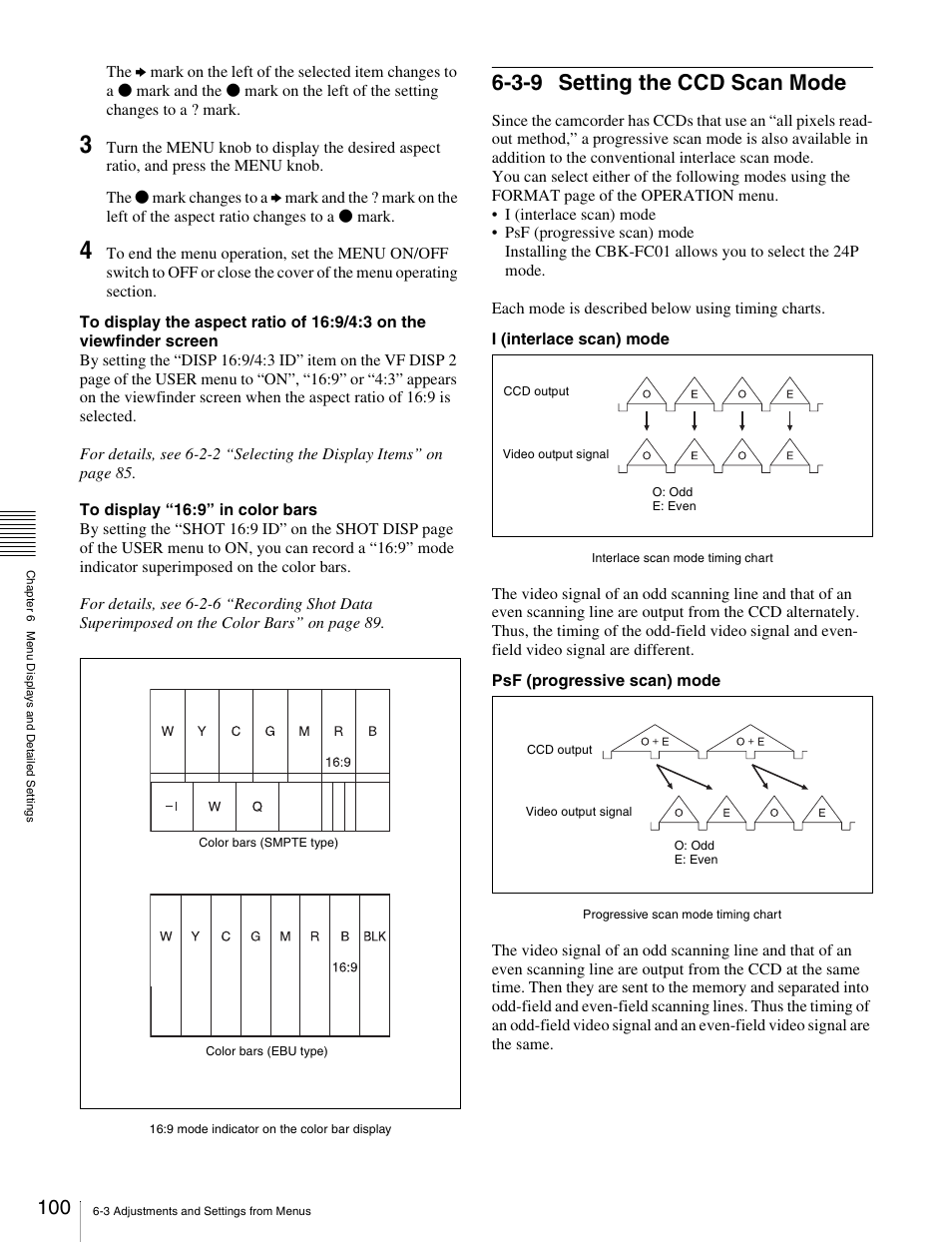 3-9 setting the ccd scan mode | Sony Ericsson PDW-530P User Manual | Page 100 / 168