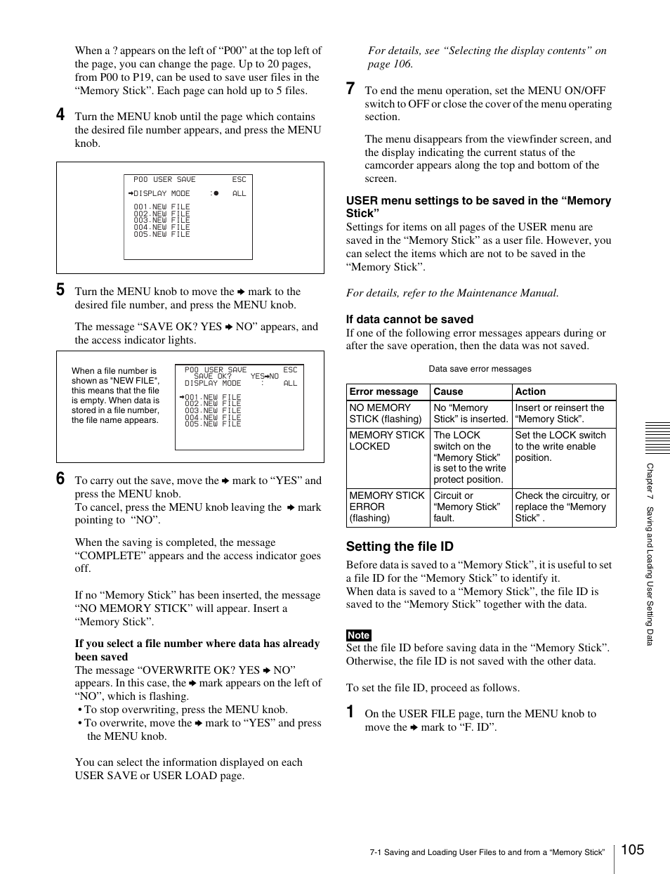 Setting the file id | Sony Ericsson PDW-530P User Manual | Page 105 / 168