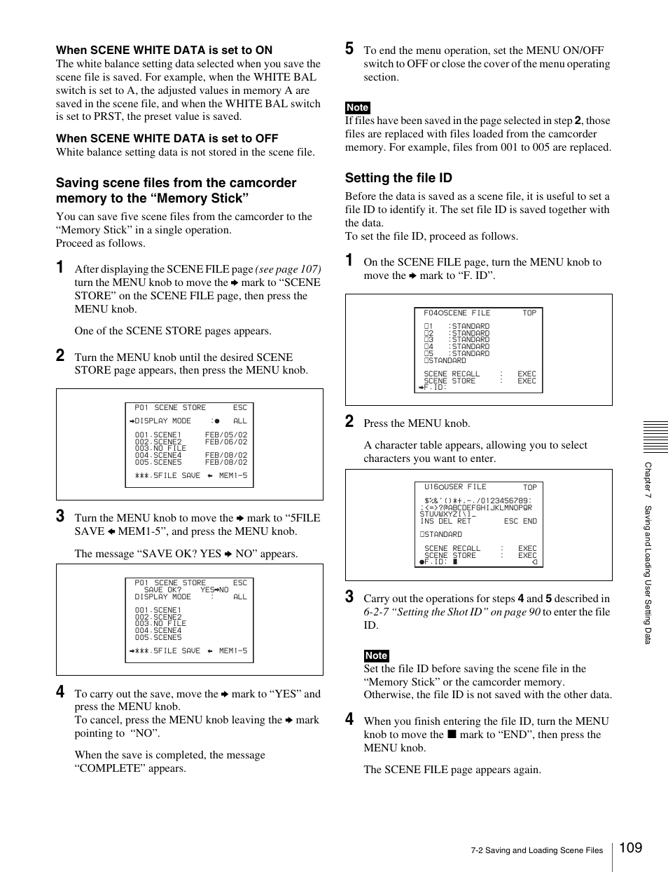 Setting the file id | Sony Ericsson PDW-530P User Manual | Page 109 / 168