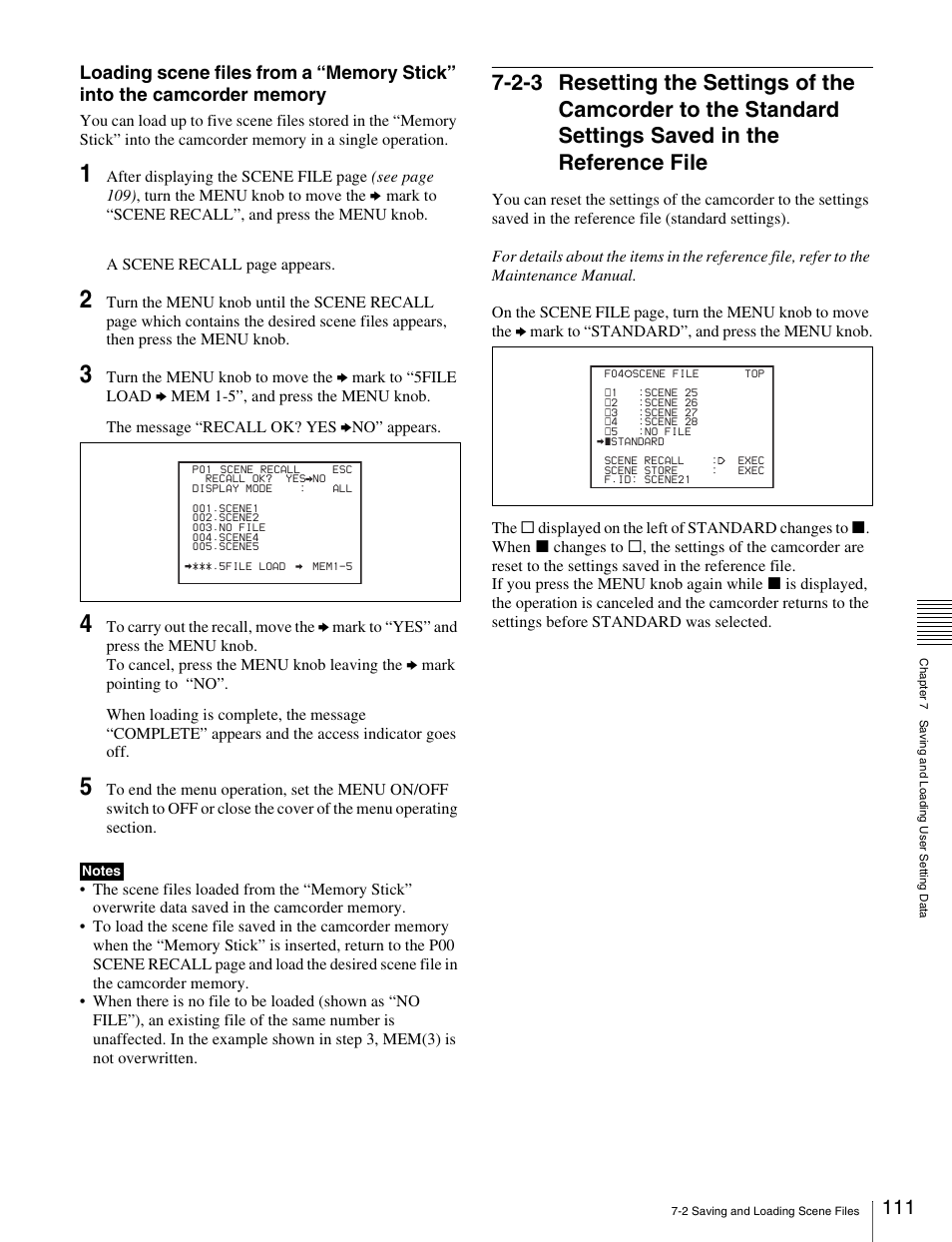 2-3 resetting the settings of the camcorder | Sony Ericsson PDW-530P User Manual | Page 111 / 168