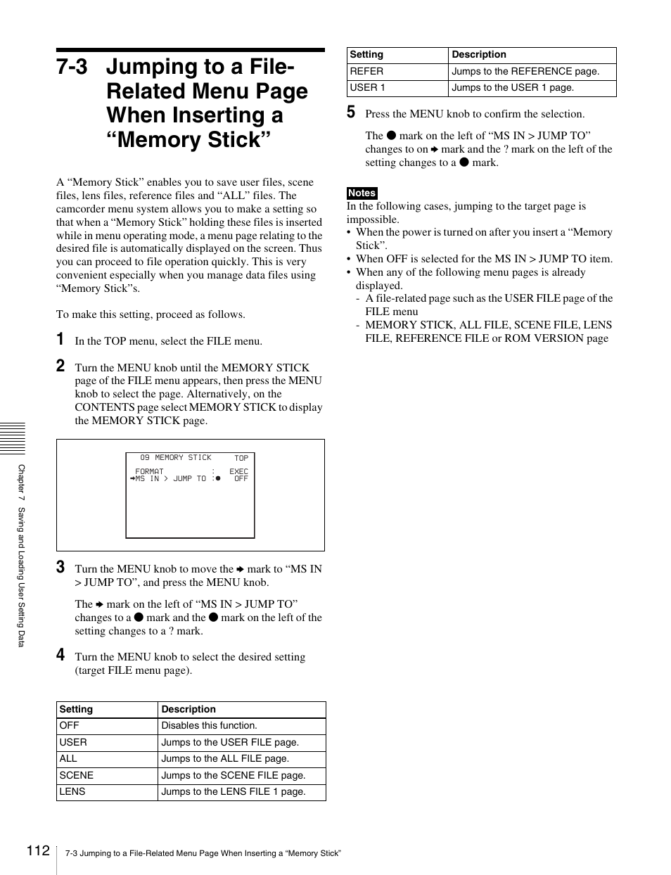 When inserting a “memory stick” 112 | Sony Ericsson PDW-530P User Manual | Page 112 / 168