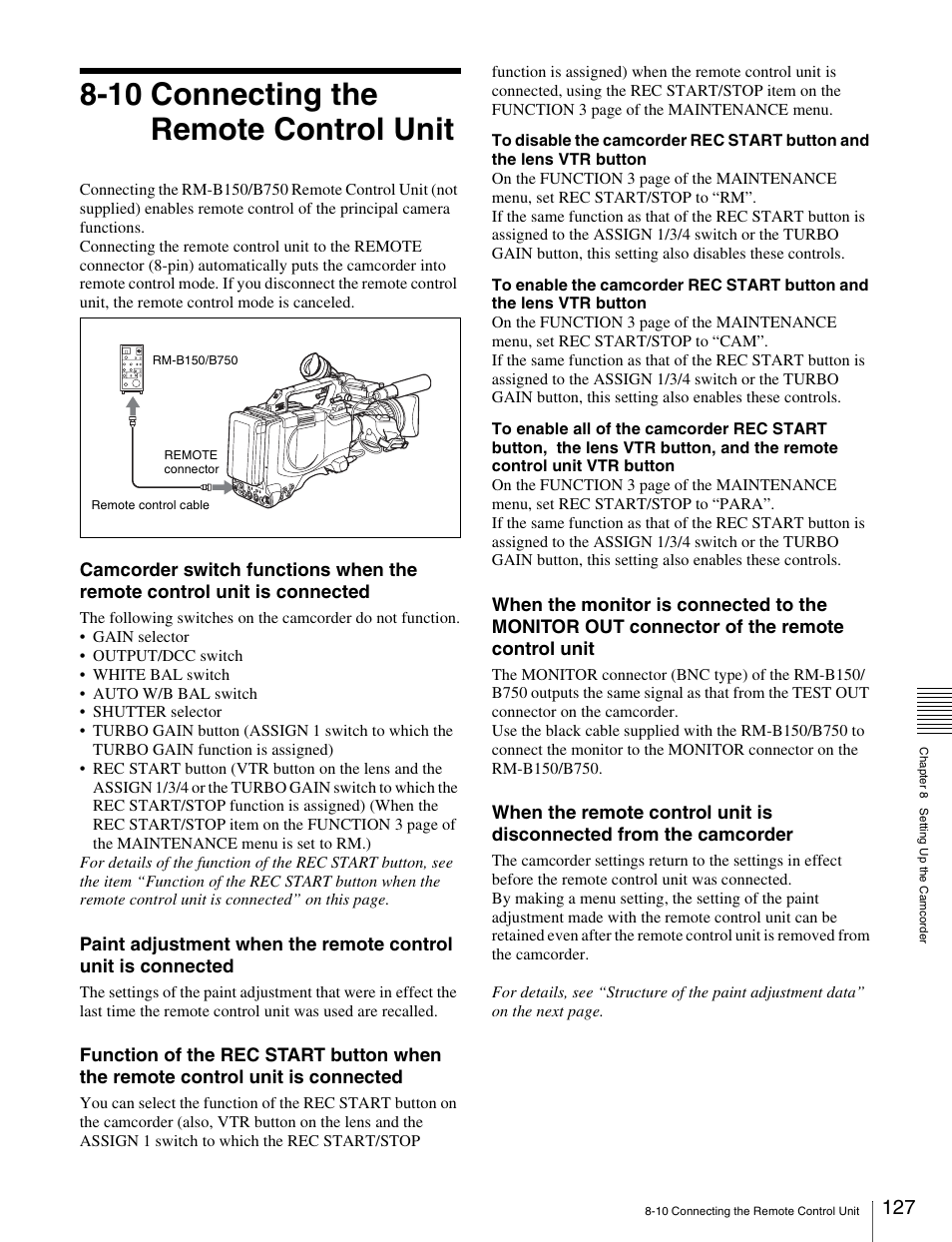 10 connecting the remote control unit | Sony Ericsson PDW-530P User Manual | Page 127 / 168