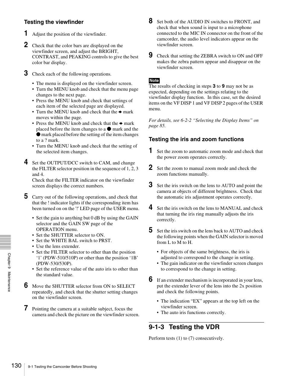 1-3 testing the vdr | Sony Ericsson PDW-530P User Manual | Page 130 / 168