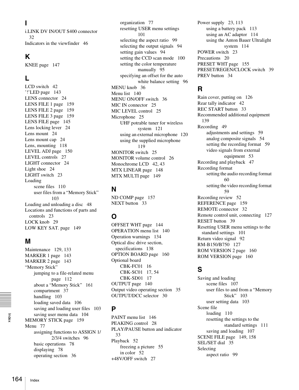 Sony Ericsson PDW-530P User Manual | Page 164 / 168