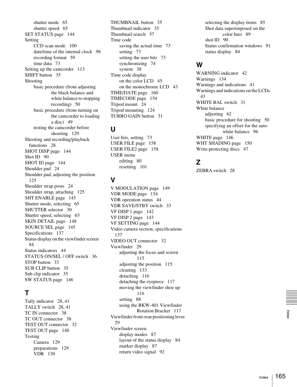 Sony Ericsson PDW-530P User Manual | Page 165 / 168