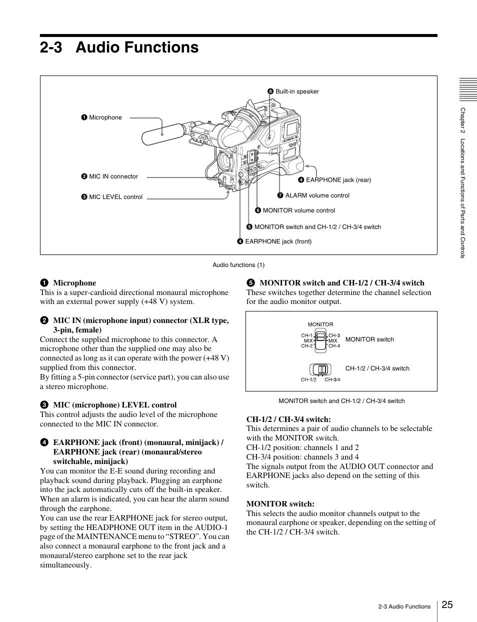 3 audio functions | Sony Ericsson PDW-530P User Manual | Page 25 / 168