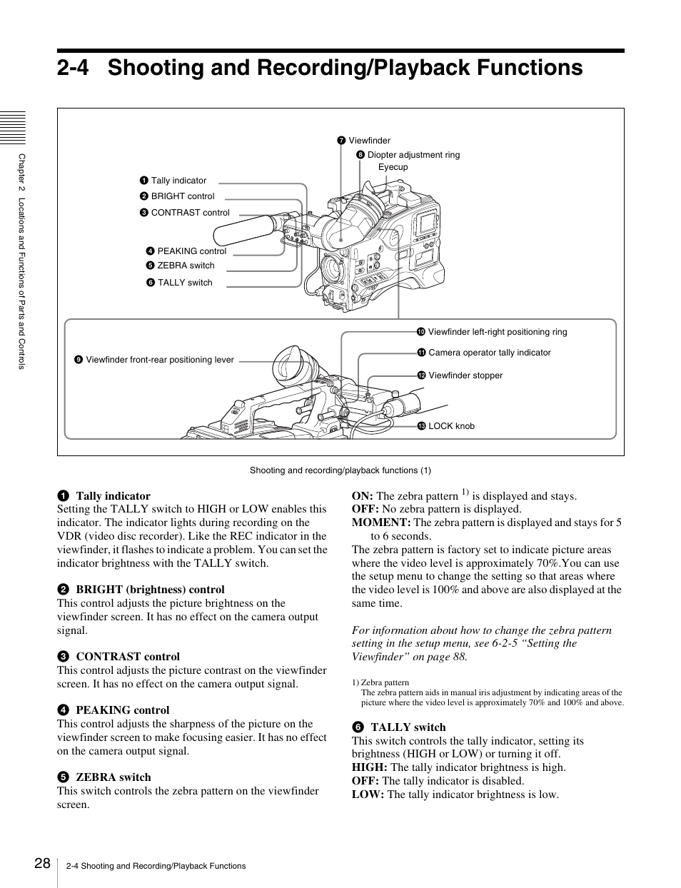 4 shooting and recording/playback functions, 4 shooting and recording/playback, Functions | Sony Ericsson PDW-530P User Manual | Page 28 / 168