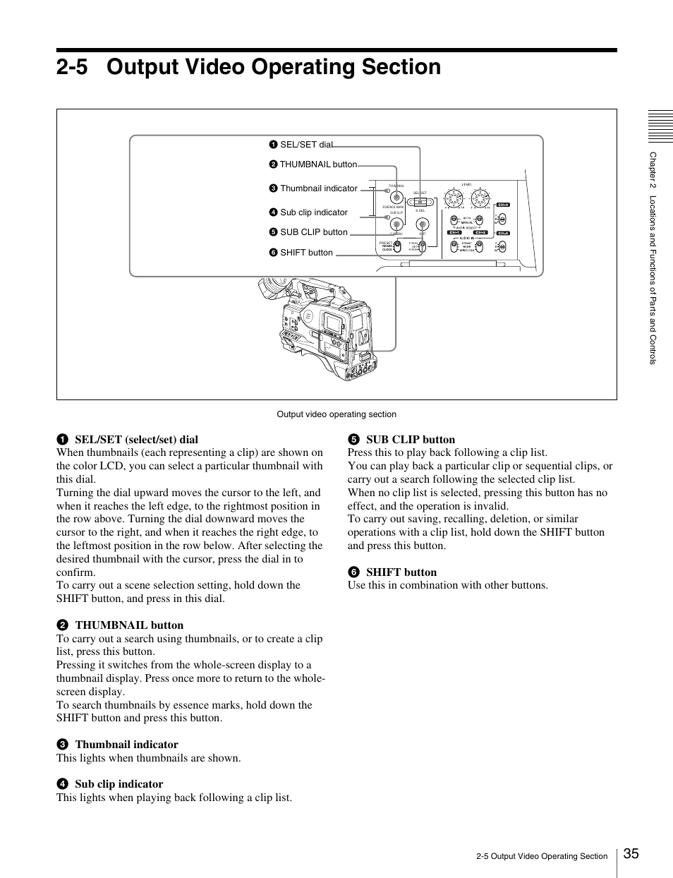 5 output video operating section | Sony Ericsson PDW-530P User Manual | Page 35 / 168