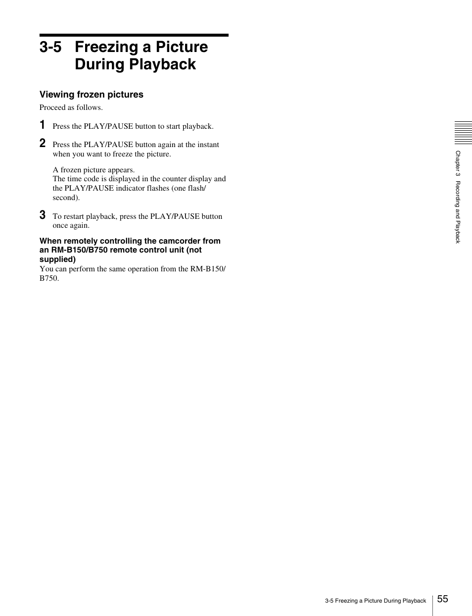 5 freezing a picture during playback, 5 freezing a picture during playback 55 | Sony Ericsson PDW-530P User Manual | Page 55 / 168