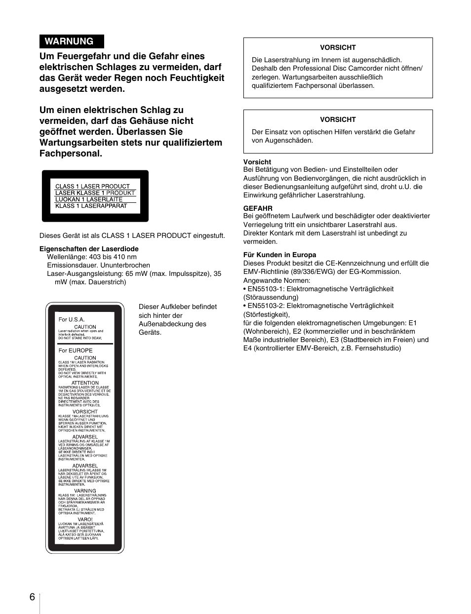 Sony Ericsson PDW-530P User Manual | Page 6 / 168