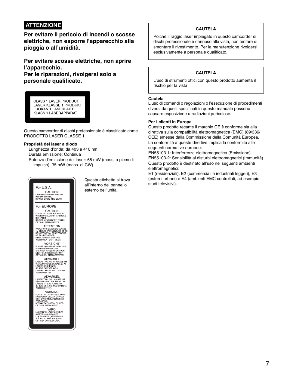 Sony Ericsson PDW-530P User Manual | Page 7 / 168