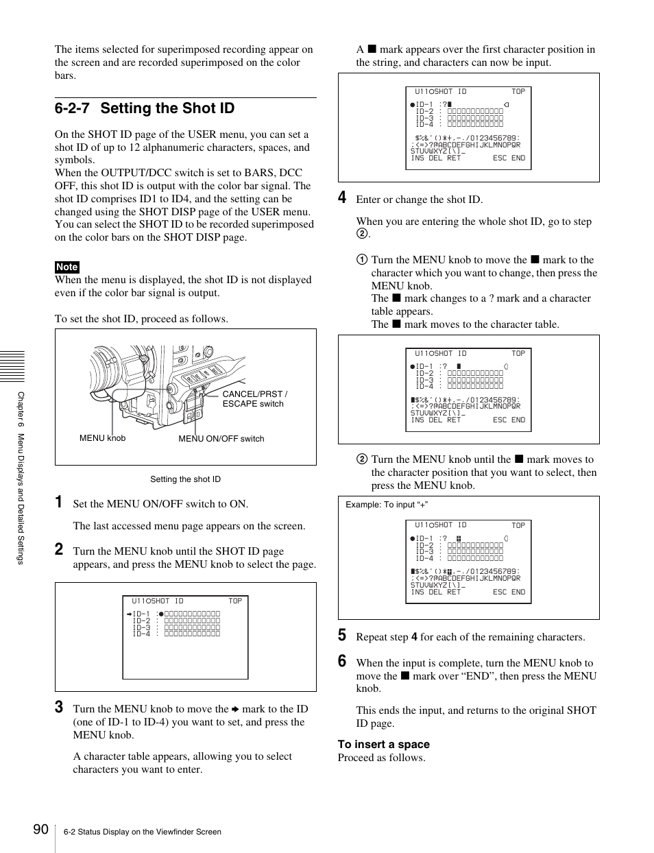 2-7 setting the shot id | Sony Ericsson PDW-530P User Manual | Page 90 / 168