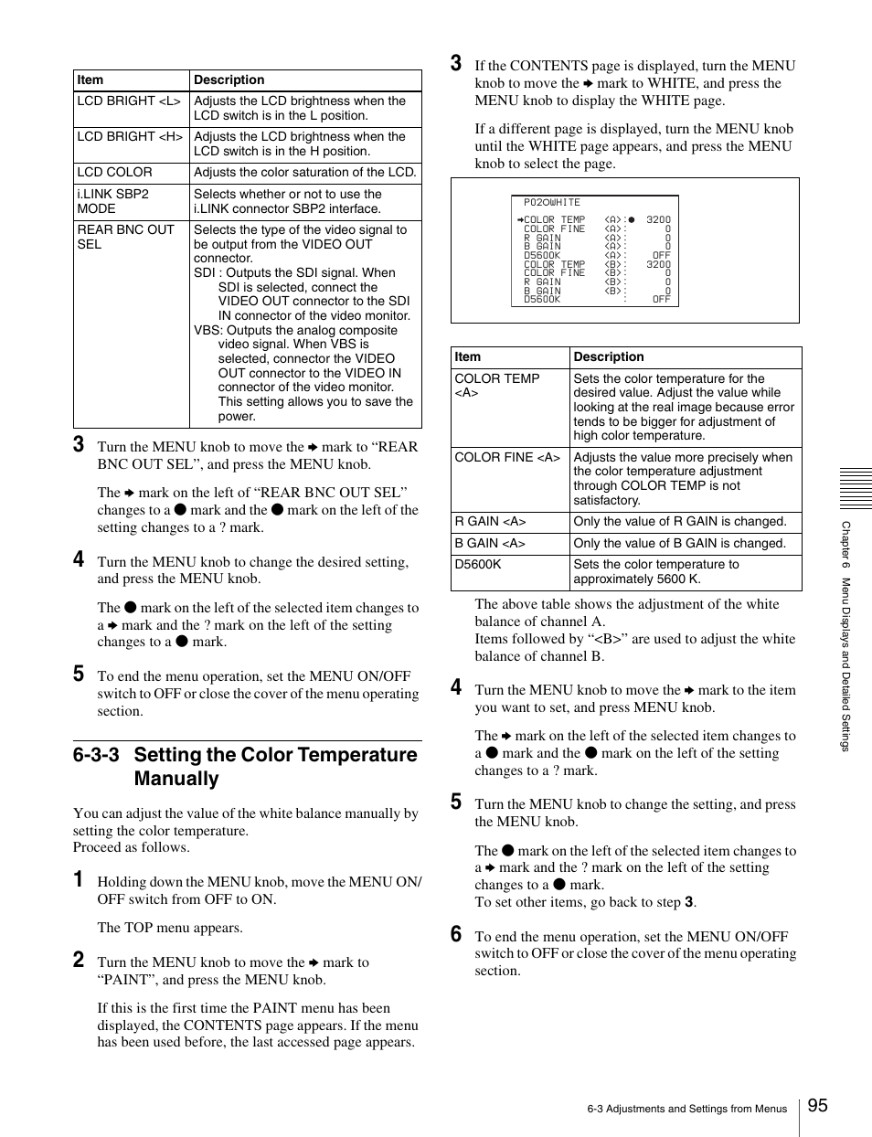 3-3 setting the color temperature manually | Sony Ericsson PDW-530P User Manual | Page 95 / 168