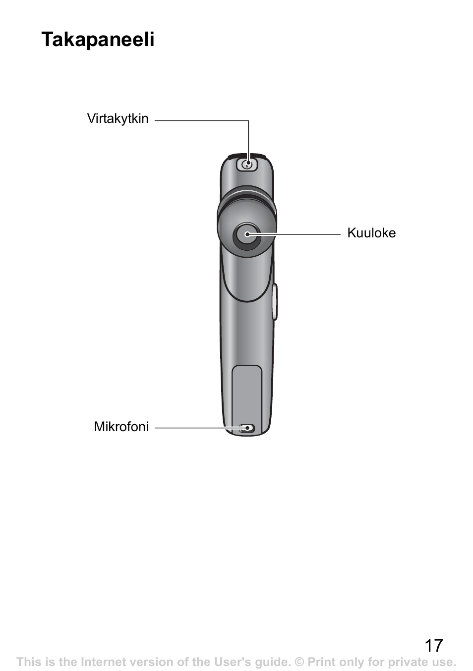 Takapaneeli | Sony Ericsson Bluetooth HBH-IV840 User Manual | Page 18 / 83