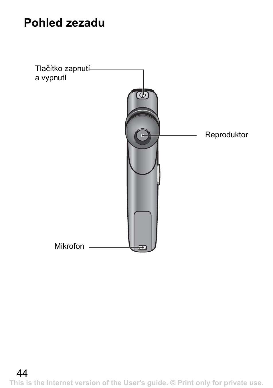 Pohled zezadu | Sony Ericsson Bluetooth HBH-IV840 User Manual | Page 45 / 83