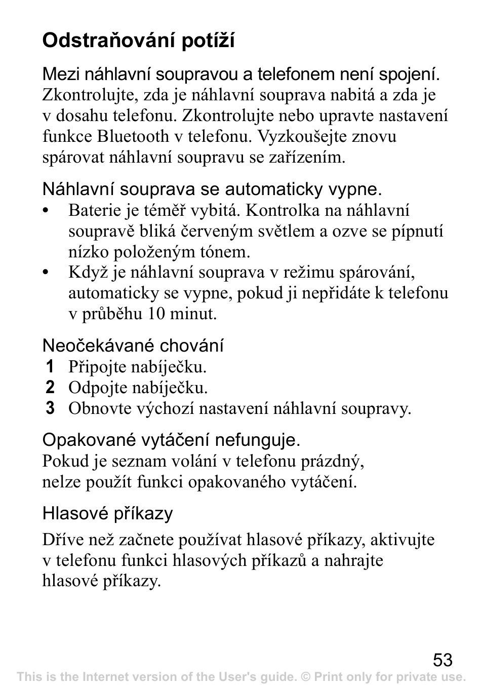 Odstraňování potíží | Sony Ericsson Bluetooth HBH-IV840 User Manual | Page 54 / 83