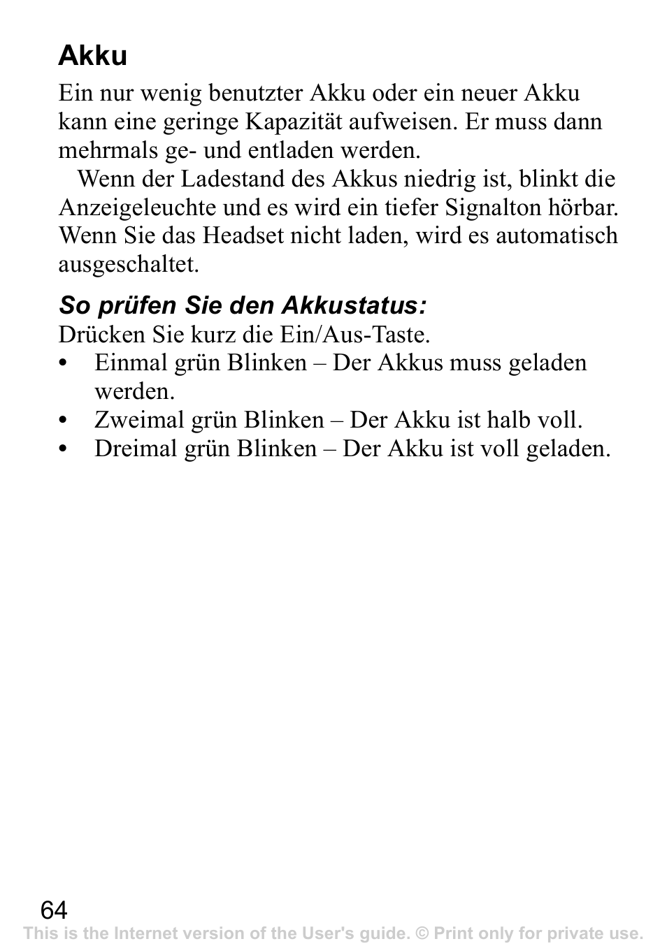 Akku | Sony Ericsson Bluetooth HBH-IV840 User Manual | Page 65 / 83