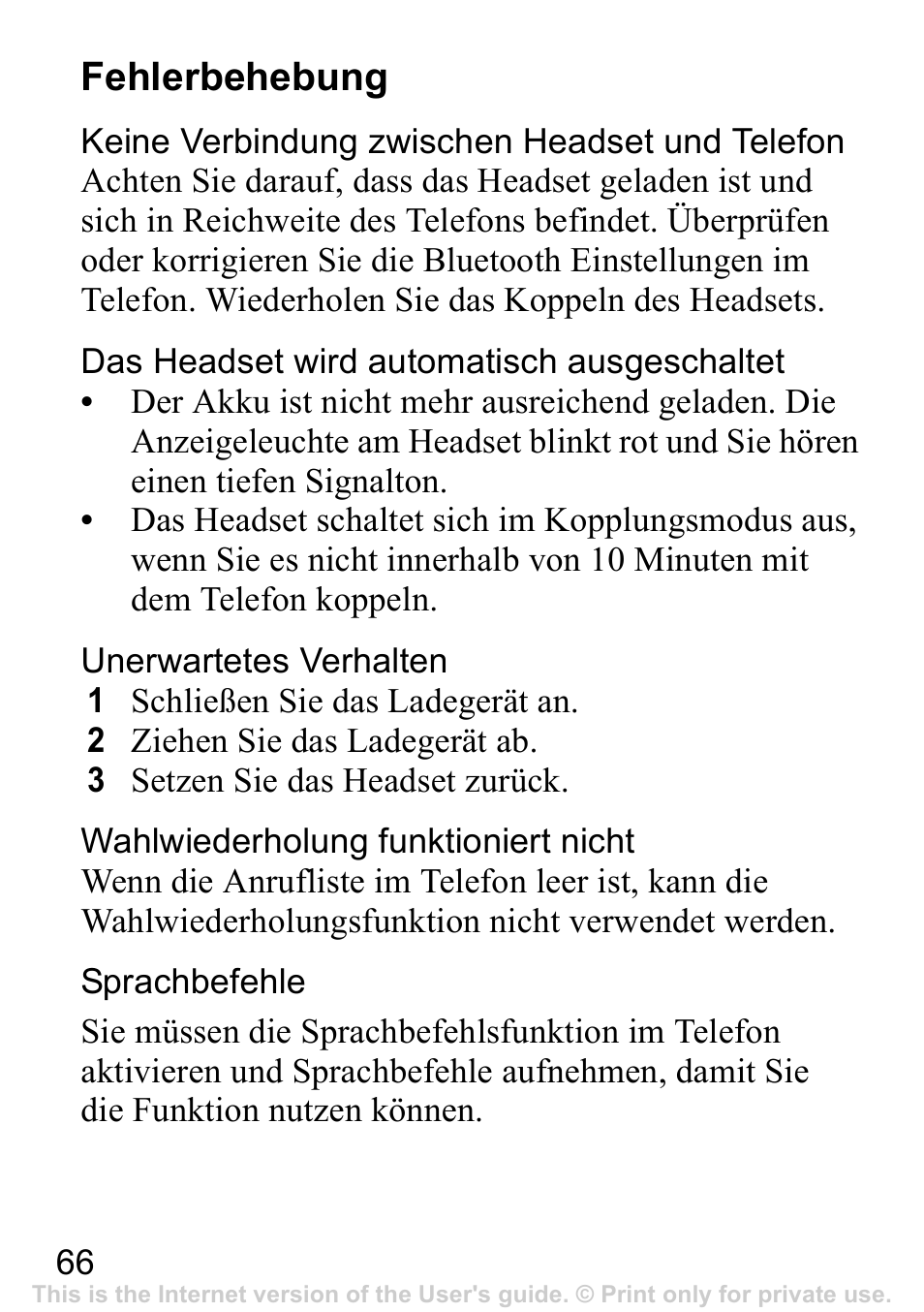 Fehlerbehebung | Sony Ericsson Bluetooth HBH-IV840 User Manual | Page 67 / 83
