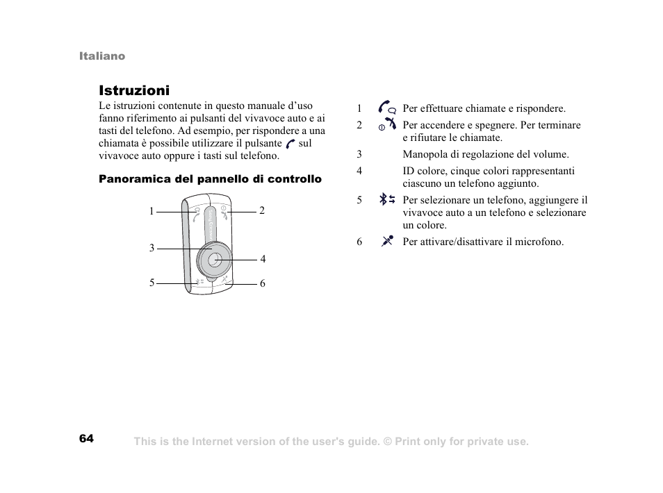 Istruzioni | Sony Ericsson HCB-400 User Manual | Page 65 / 116