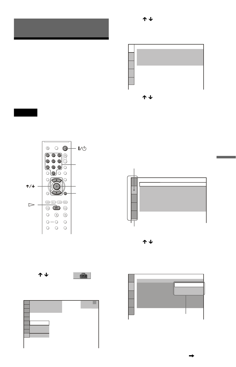 L0 - settings and adjustments, L1 - using the setup display, Settings and adjustments | Using the setup display, Press display when the player is in stop mode, Press x / x to select (setup), then press enter, Press x / x to select “custom,” then press enter, Press x / x to select an item, then press enter | Sony Ericsson DVP-NS708H User Manual | Page 55 / 72