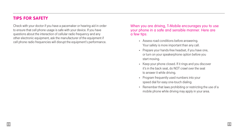 Tips for safety | Sony Ericsson Amber TM1515 User Manual | Page 13 / 29