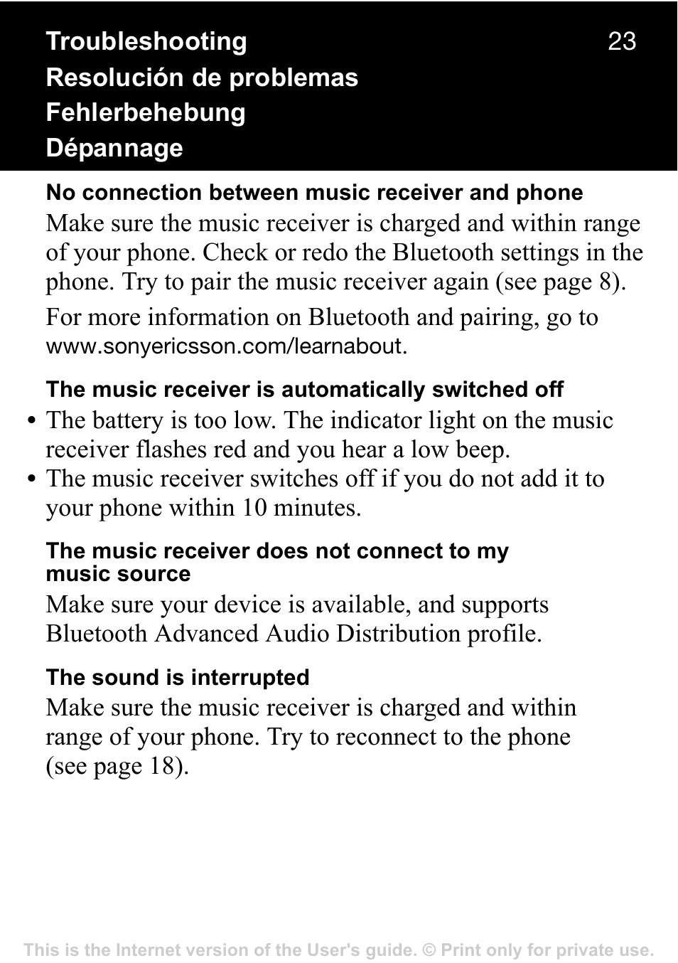 Sony Ericsson MBR-100 User Manual | Page 23 / 30